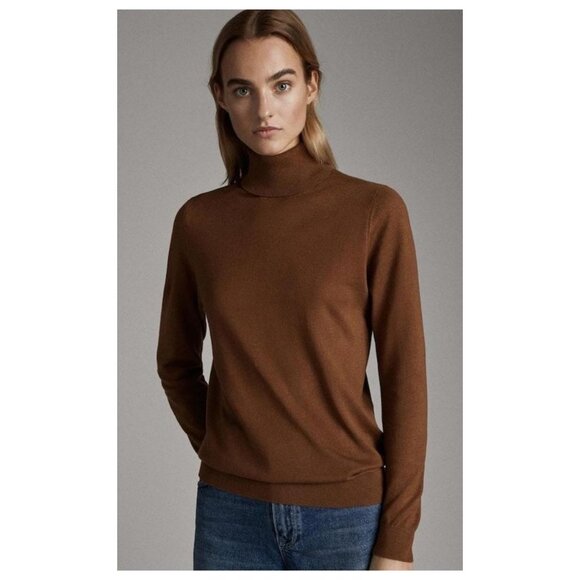 Massimo Dutti Silk Wool Thin Turtleneck Sweater Light Quiet Luxury Slytherin - Picture 8 of 10